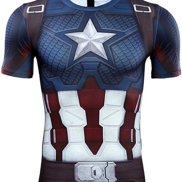 3D Superhero Captain Compression Short Sleeve T- Shirt for Sport Exercise Cospla - Picture 1 of 6
